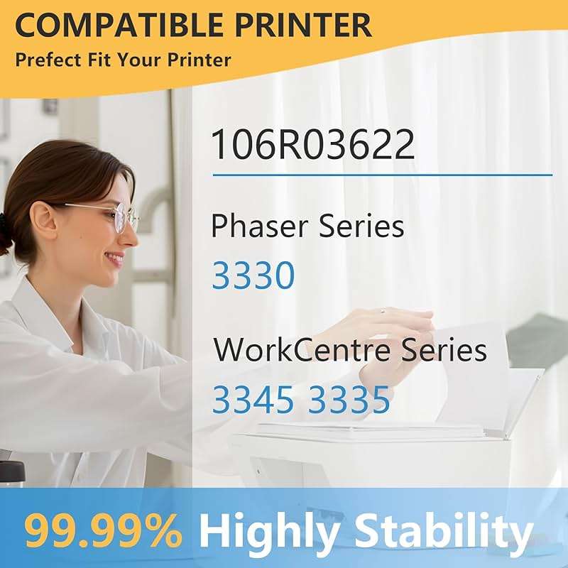 Phaser 3330 WorkCentre 3335 High Capacity Toner Cartridge (1-Pack, Black): 106R03622 Toner Cartridge Replacement for Xerox Phaser 3330 WorkCentre 3345 3335 Printer - Image 2