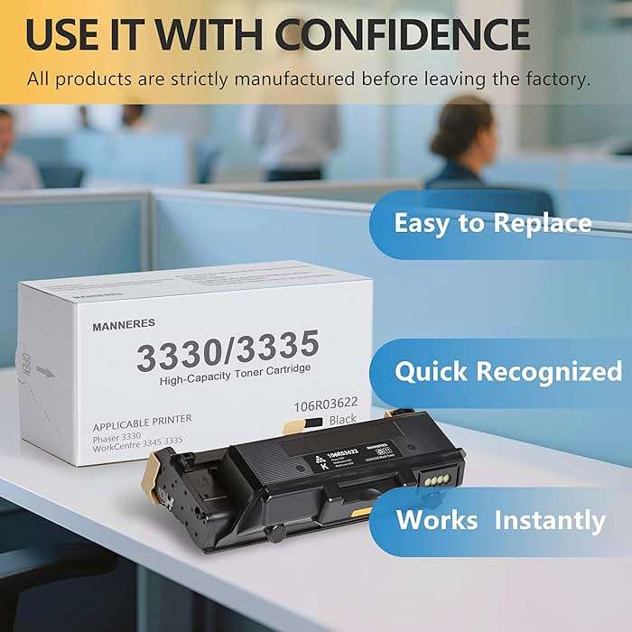 Phaser 3330 WorkCentre 3335 High Capacity Toner Cartridge (1-Pack, Black): 106R03622 Toner Cartridge Replacement for Xerox Phaser 3330 WorkCentre 3345 3335 Printer - Image 5