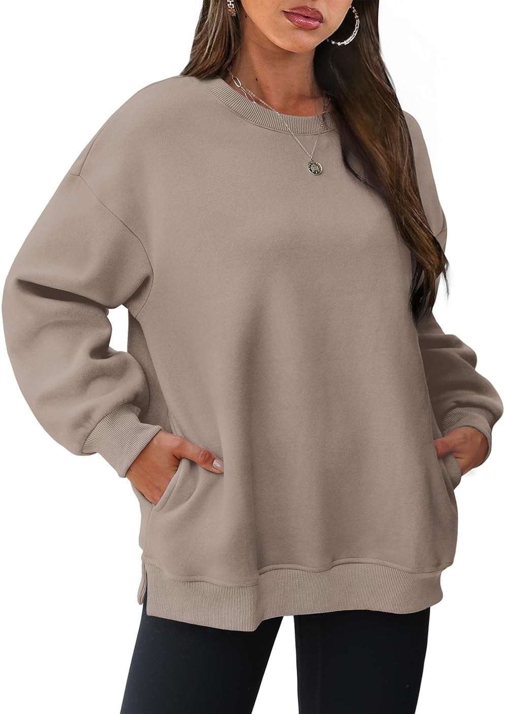 WIHOLL Womens Oversized Sweatshirts Crewneck Long Sleeve Tops Fleece Pullover Fall Fashion Clothes with Pocket - Image 1