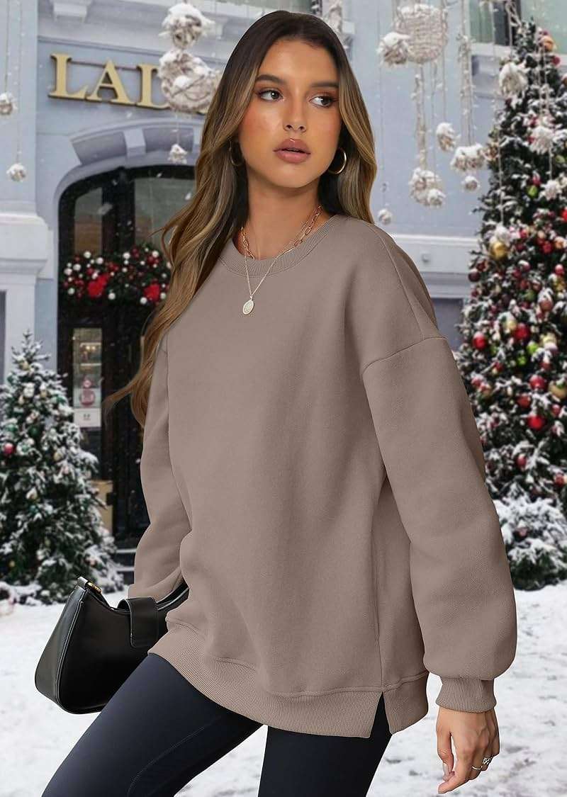 WIHOLL Womens Oversized Sweatshirts Crewneck Long Sleeve Tops Fleece Pullover Fall Fashion Clothes with Pocket - Image 2