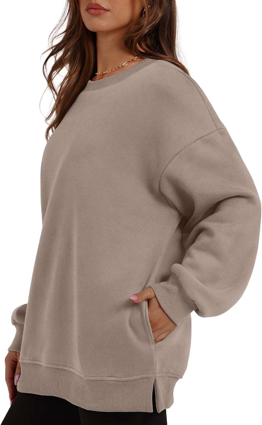 WIHOLL Womens Oversized Sweatshirts Crewneck Long Sleeve Tops Fleece Pullover Fall Fashion Clothes with Pocket - Image 3