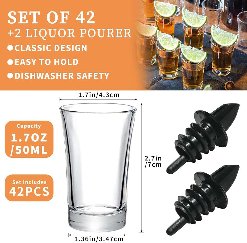 SuproBarware 42 Pack Shot Glasses Set 1.5 OZ Bulk Clear Shot Glass Small Mini Wine Cups for Vodka, Tequila, Whiskey, Espresso, Liquor.Heavy Base - Image 3