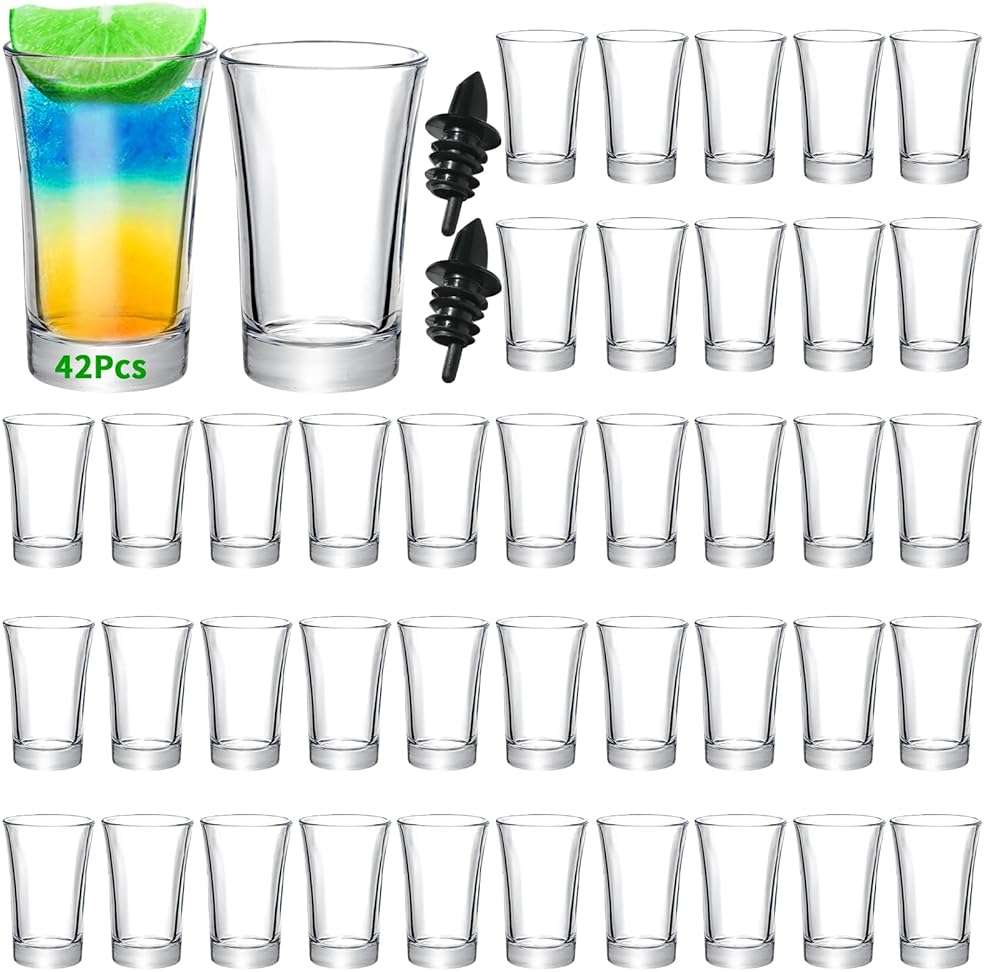 SuproBarware 42 Pack Shot Glasses Set 1.5 OZ Bulk Clear Shot Glass Small Mini Wine Cups for Vodka, Tequila, Whiskey, Espresso, Liquor.Heavy Base - Image 8