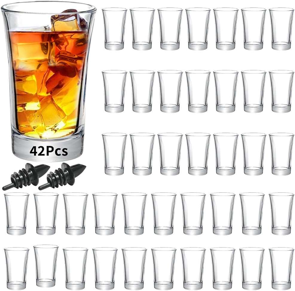 SuproBarware 42 Pack Shot Glasses Set 1.5 OZ Bulk Clear Shot Glass Small Mini Wine Cups for Vodka, Tequila, Whiskey, Espresso, Liquor.Heavy Base - Image 9