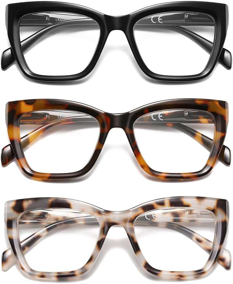 LKEYE Oversized Reading Glasses Women Men Style Blue Light Blocking Computer Square Reader Spring Hinge Eyewear LK6085 - Image 1