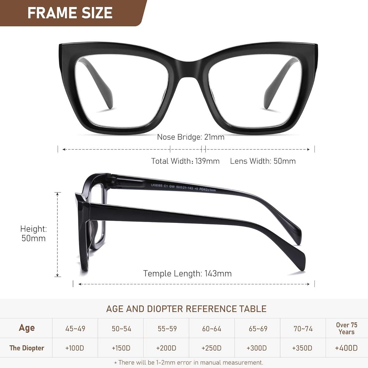 LKEYE Oversized Reading Glasses Women Men Style Blue Light Blocking Computer Square Reader Spring Hinge Eyewear LK6085 - Image 5