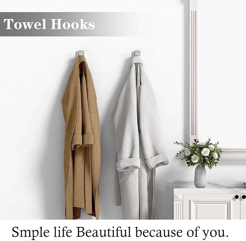 4 Piece Brushed Nickel Bathroom Hardware Set - Bath Towel Bar Set Including - Wall Mounted 16" Towel Rack - Toilet Paper Holder - Robe Towel Hook - Image 2