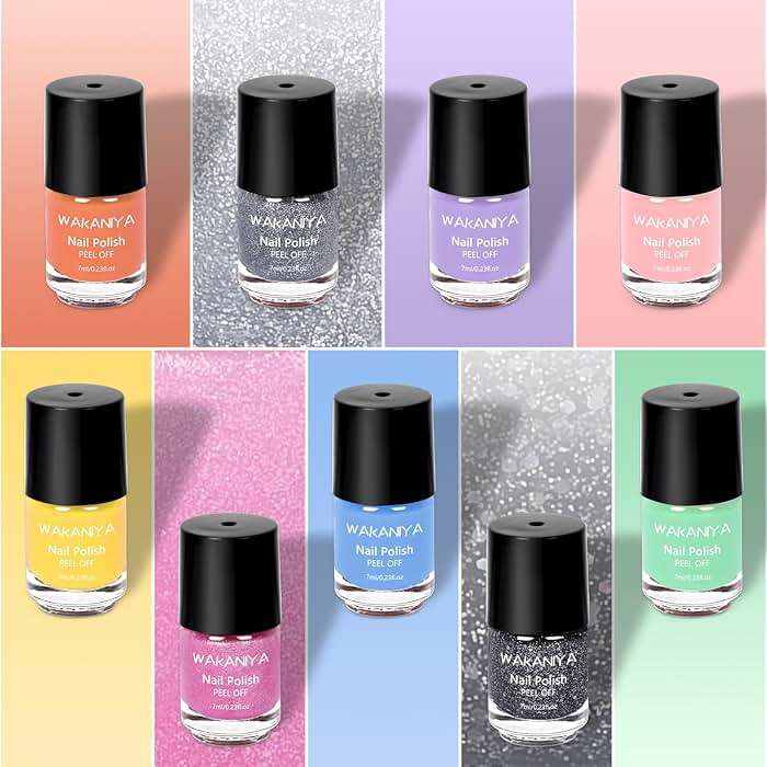 Quick Dry Kids Nail Polish Set for Girls, Non-Toxic Toddler Water-Based Nail Polish Kit with Gems Stickers 9 Colors Peelable Fingernail Set for Ages 3+ - Image 2
