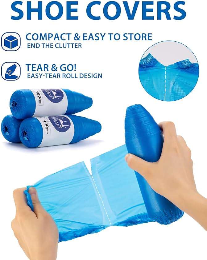 Shoe Covers Disposable Non-Slip, 100 Pack (50 Pairs) Waterproof CPE Boot Booties with Compact Roll for Easy Storage, Hygienic Foot Covers for Indoors, Real Estate, Home Cleaning, Fits Most - Image 2