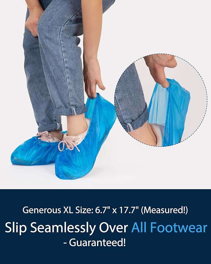 Shoe Covers Disposable Non-Slip, 100 Pack (50 Pairs) Waterproof CPE Boot Booties with Compact Roll for Easy Storage, Hygienic Foot Covers for Indoors, Real Estate, Home Cleaning, Fits Most - Image 5