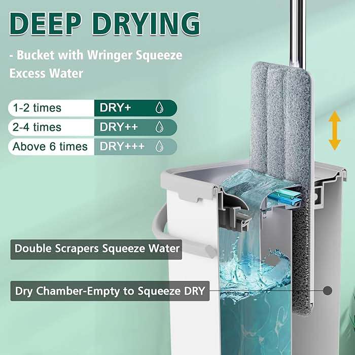 JC Jorden Mop and Bucket with Wringer Set, Hands Free Flat Floor Mop and Bucket, 3 Washable Microfiber Pads Included, Wet and Dry Use, Home Floor Cleaning System for All Floor Types and Windows - Image 4