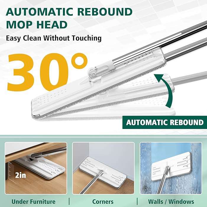 JC Jorden Mop and Bucket with Wringer Set, Hands Free Flat Floor Mop and Bucket, 3 Washable Microfiber Pads Included, Wet and Dry Use, Home Floor Cleaning System for All Floor Types and Windows - Image 5