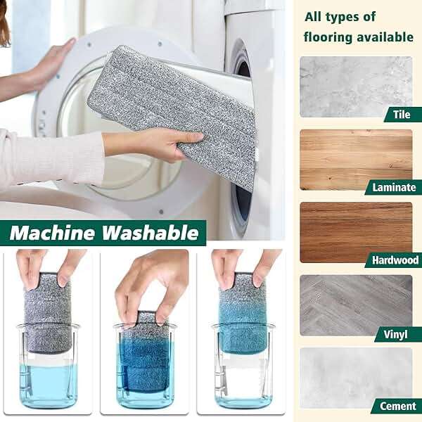 JC Jorden Mop and Bucket with Wringer Set, Hands Free Flat Floor Mop and Bucket, 3 Washable Microfiber Pads Included, Wet and Dry Use, Home Floor Cleaning System for All Floor Types and Windows - Image 7