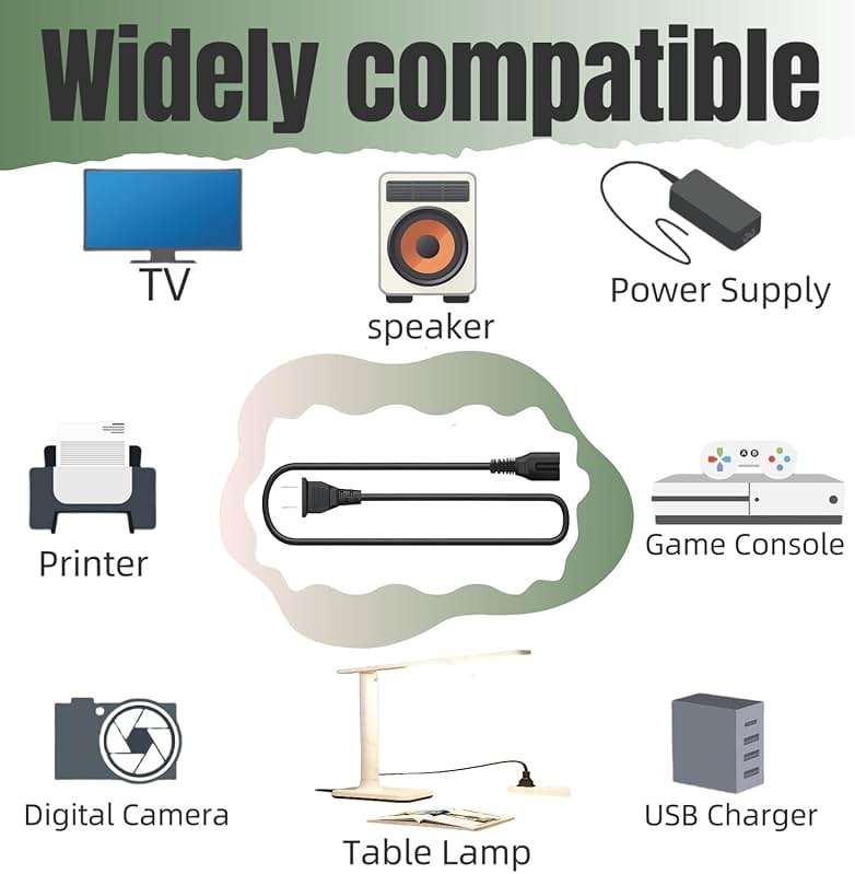 Power Cord Charger Cable 10Ft Compatible with JBL PartyBox 100 110 200 300 310 710 1000 On-The-Go Speaker JBL Bar 2.1 3.1 5.1 9.1 Soundbar JBL Boombox 3 Speaker Replacement 2 Slot Devices Supply Cord - Image 7