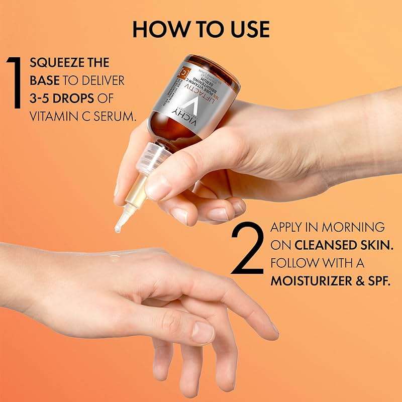 Vichy LiftActiv Vitamin C Serum For Face, Brightening Serum With Pure Vitamin C + Hyaluronic Acid + Vitamin E, Reduces Fine Lines, Smooths Skin Texture, Improves Radiance, Anti Aging - Image 8