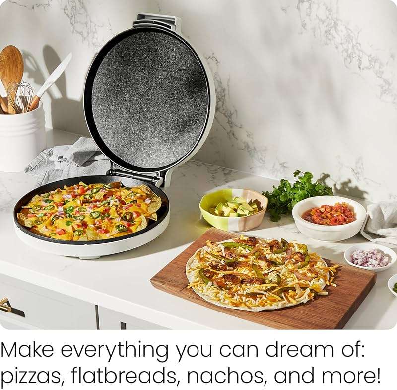 Chefman Everything Maker & Pizza Oven – 1440W Countertop Electric Pizza Maker with 12” Nonstick Cooking Plates, Plus Makes Quesadillas, Omelettes and More, with Indicator Lights and Vertical Storage - Image 4