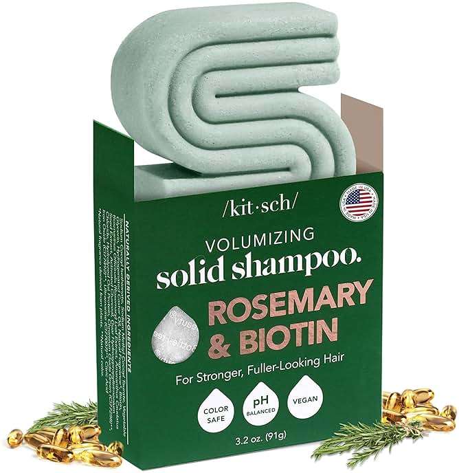 Kitsch Rosemary & Biotin Shampoo Bar - For Hair Growth, Strengthening, Thickening & Volumizing Shampoo for Women and Men - Free of Parabens, Sulfates & Silicones - Made in USA, 3.2 oz - Image 1