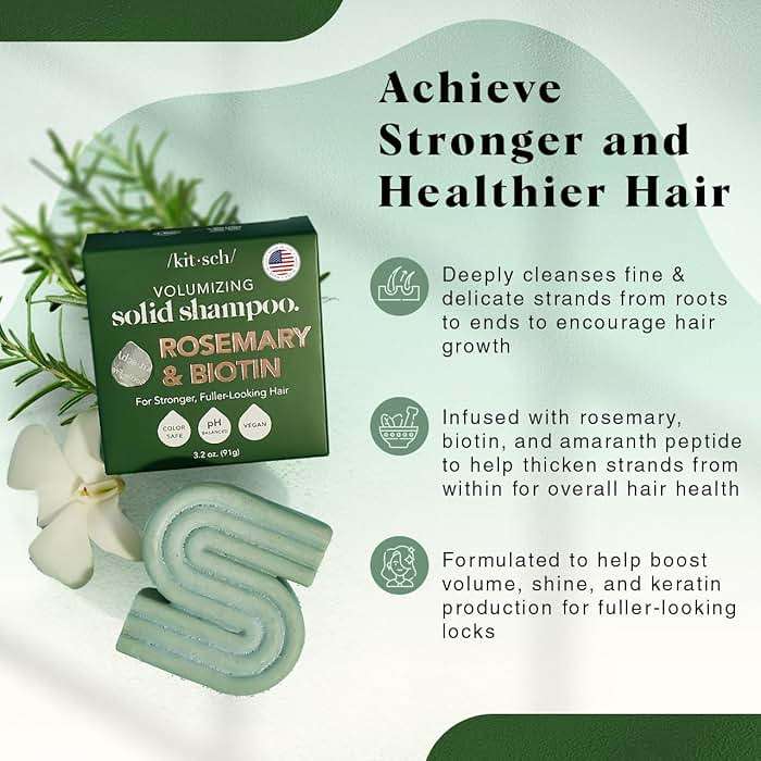 Kitsch Rosemary & Biotin Shampoo Bar - For Hair Growth, Strengthening, Thickening & Volumizing Shampoo for Women and Men - Free of Parabens, Sulfates & Silicones - Made in USA, 3.2 oz - Image 2