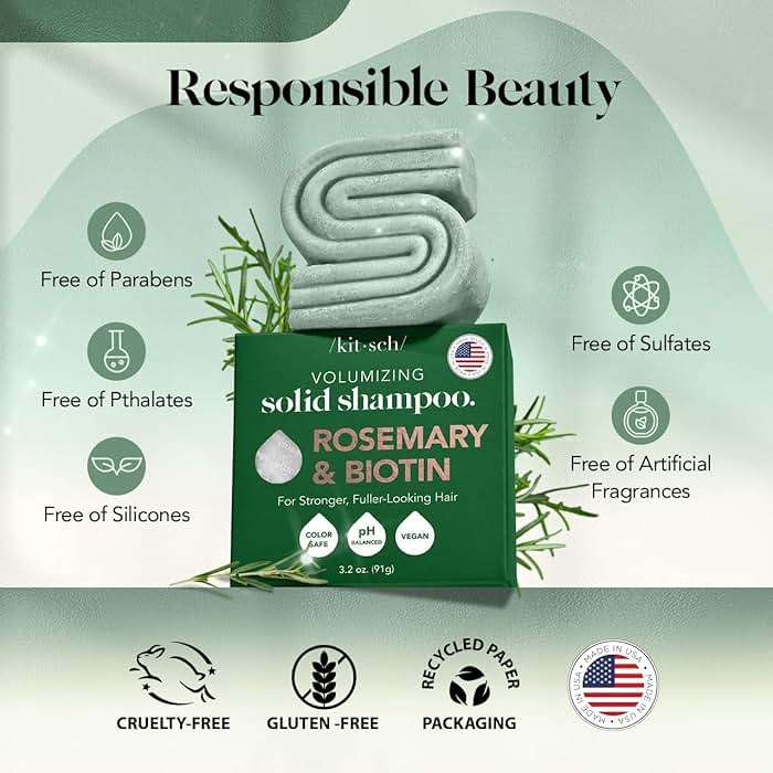 Kitsch Rosemary & Biotin Shampoo Bar - For Hair Growth, Strengthening, Thickening & Volumizing Shampoo for Women and Men - Free of Parabens, Sulfates & Silicones - Made in USA, 3.2 oz - Image 4