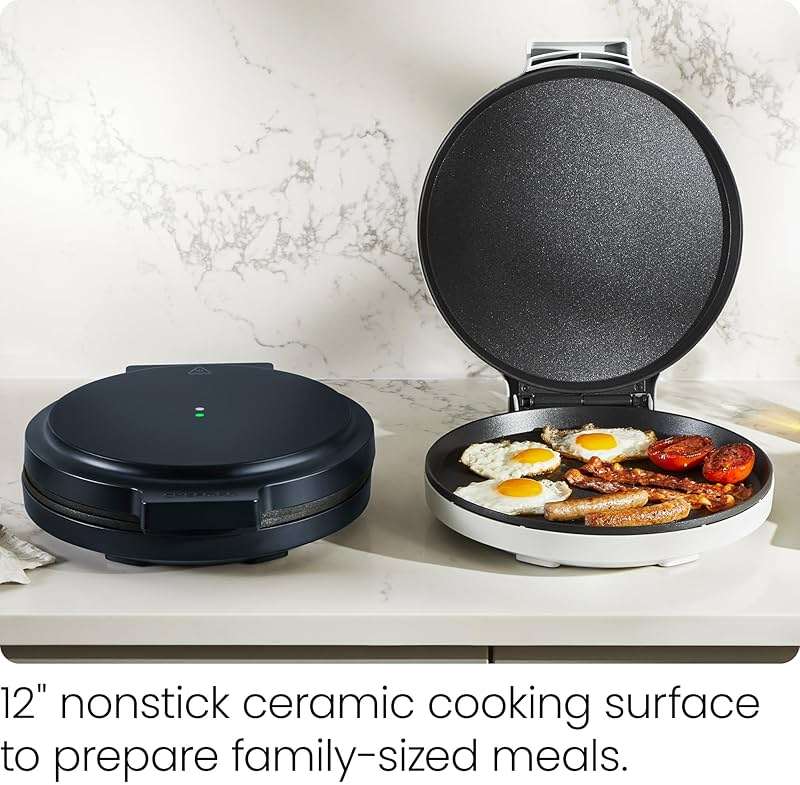 Chefman Everything Maker & Pizza Oven – 1440W Countertop Electric Pizza Maker with 12” Nonstick Cooking Plates, Plus Makes Quesadillas, Omelettes and More, with Indicator Lights and Vertical Storage - Image 2