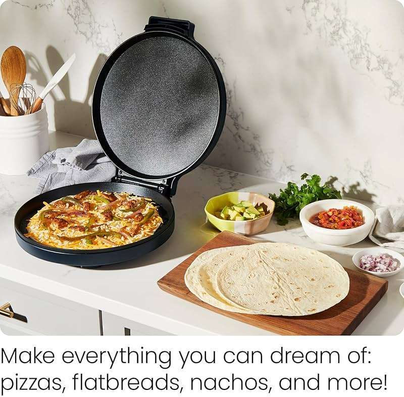 Chefman Everything Maker & Pizza Oven – 1440W Countertop Electric Pizza Maker with 12” Nonstick Cooking Plates, Plus Makes Quesadillas, Omelettes and More, with Indicator Lights and Vertical Storage - Image 4