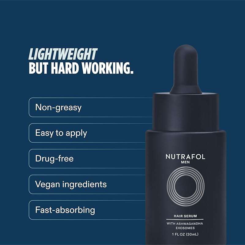 Nutrafol Men's Hair Serum, Clinically Tested to Support Visibly Thicker Hair and Scalp Coverage, Lightweight and Non-Greasy, for Daily Use - 30mL, 1 Bottle - Image 6