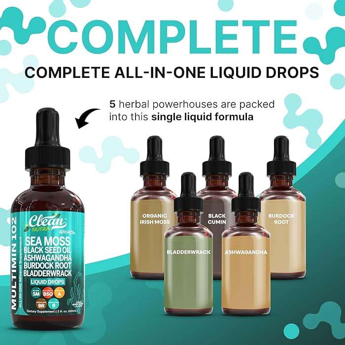 Clean Nutra Organic Sea Moss Drops Supplement | Black Seed Oil Irish Seamoss Ashwagandha Burdock Root & Bladderwrack - Multimineral Liquid Vegan for Gut Heath Energy Skin Immune Support & Hair - Image 2
