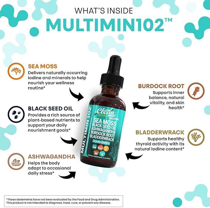 Clean Nutra Organic Sea Moss Drops Supplement | Black Seed Oil Irish Seamoss Ashwagandha Burdock Root & Bladderwrack - Multimineral Liquid Vegan for Gut Heath Energy Skin Immune Support & Hair - Image 3