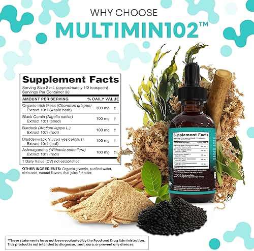 Clean Nutra Organic Sea Moss Drops Supplement | Black Seed Oil Irish Seamoss Ashwagandha Burdock Root & Bladderwrack - Multimineral Liquid Vegan for Gut Heath Energy Skin Immune Support & Hair - Image 4
