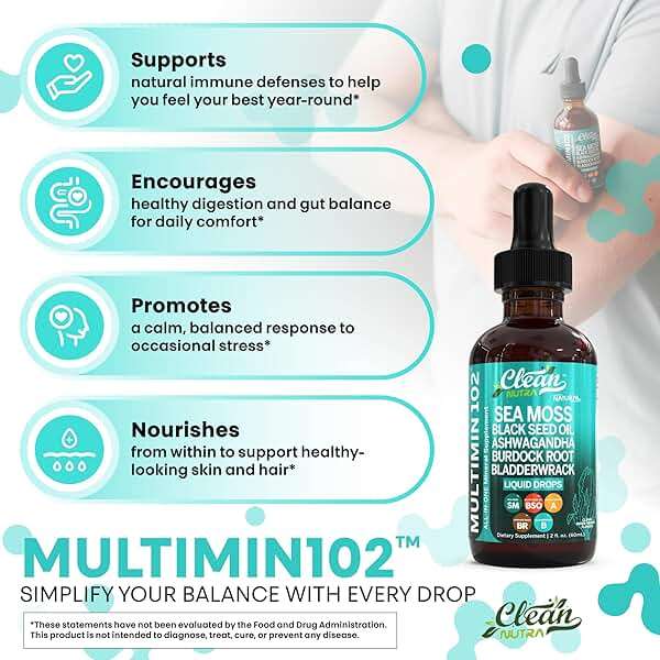 Clean Nutra Organic Sea Moss Drops Supplement | Black Seed Oil Irish Seamoss Ashwagandha Burdock Root & Bladderwrack - Multimineral Liquid Vegan for Gut Heath Energy Skin Immune Support & Hair - Image 5