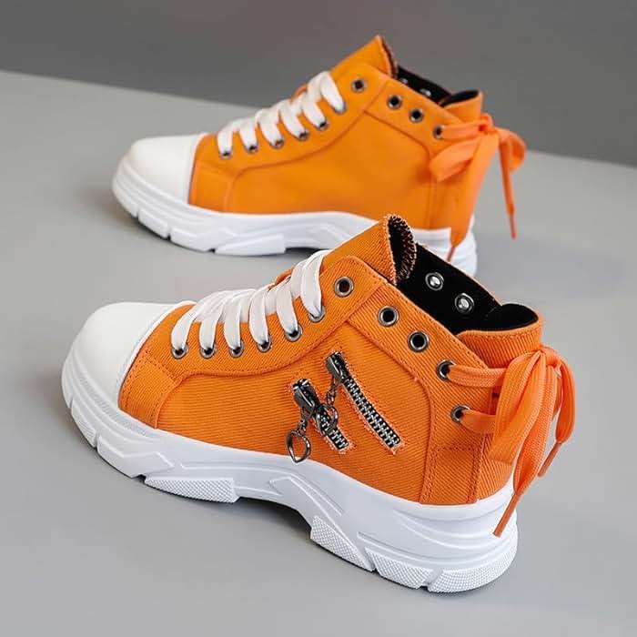 NCNDB Womens Canvas Sneakers High Top Lace up Casual Walking Shoes Air Cushion Sneakers - Image 2