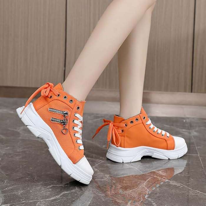 NCNDB Womens Canvas Sneakers High Top Lace up Casual Walking Shoes Air Cushion Sneakers - Image 5