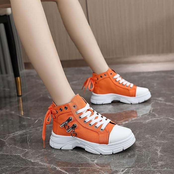 NCNDB Womens Canvas Sneakers High Top Lace up Casual Walking Shoes Air Cushion Sneakers - Image 6