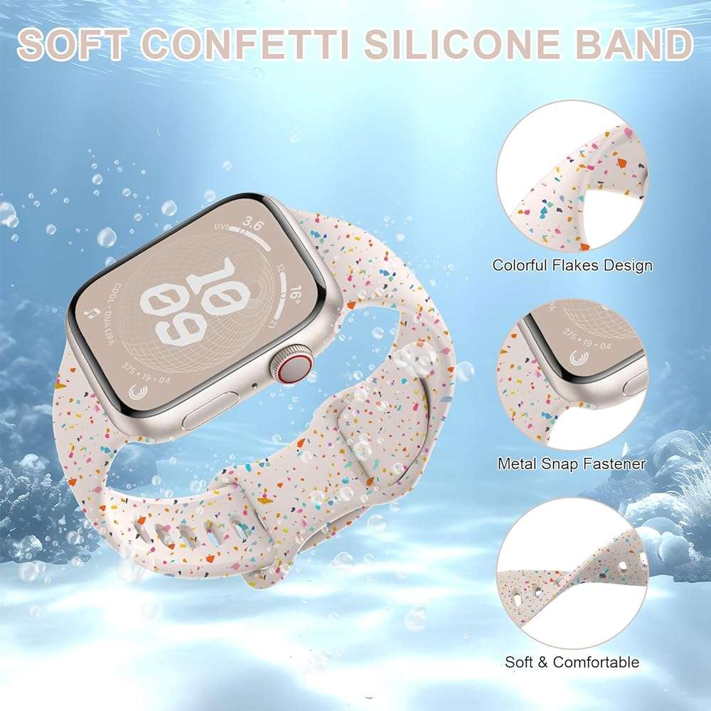 Sport Bands for Apple Watch Band 40mm 41mm 38mm 44mm 45mm 46mm 42mm iWatch Bands for Women Kids Men,Cute Recycled Plastic Silicone Strap for Apple Watch Series 11 10 9 8 7 6 5 4 3 SE 3/2nd Ultra 49mm - Image 3