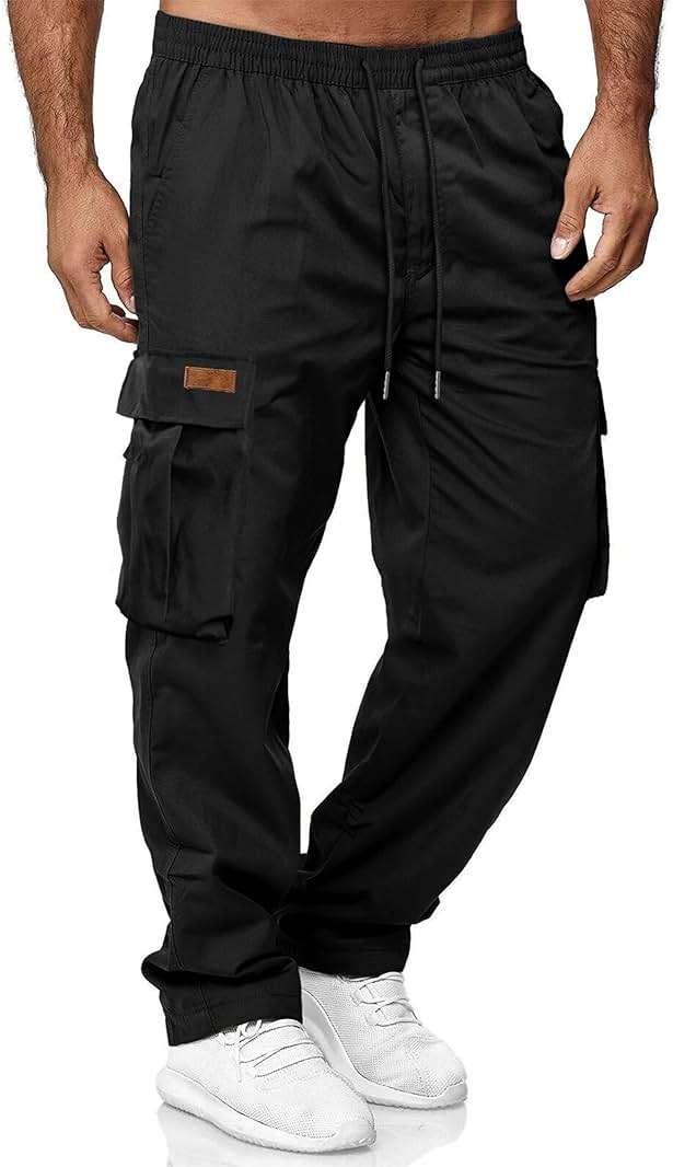 HOTake Men's Casual Cargo Sweatpants Waist Drawstring Joggers Hiking Tactical Pants for Men with Pockets - Image 1