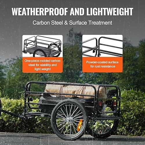 VEVOR Bike Cargo Trailer, 88/100/160 lbs Load Capacity, Heavy-Duty Bicycle Wagon Cart, Foldable Compact Storage with Universal Hitch - Image 3