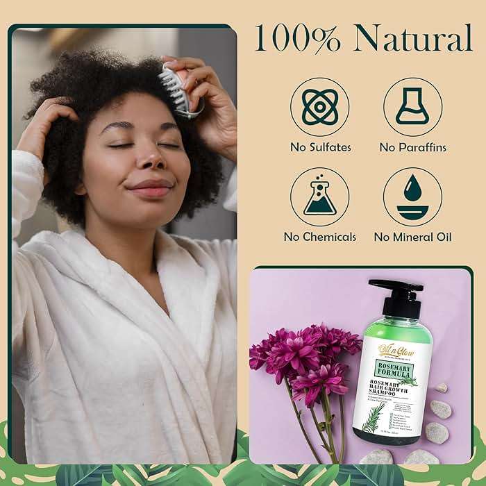OilnGlow USDA Organic Rosemary Shampoo For Hair Growth For Thickening & Strengthening for Men & Women with Biotin, Scalp DHT Blocker Saw Palmetto For Thinning Hair Loss 10 Fl. Oz- Fragrance Free - Image 5