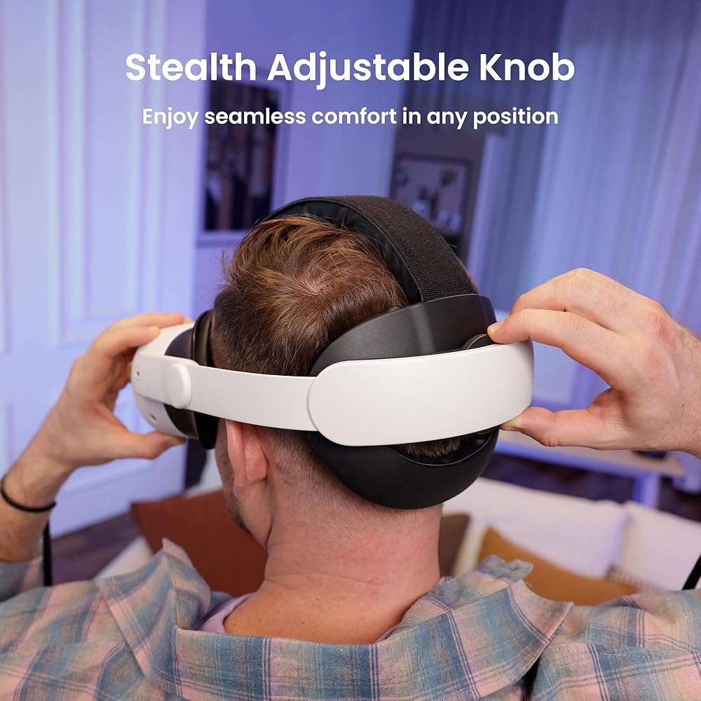 KIWI design K4 Head Strap, VR Headset Accessories for Meta Oculus Quest 3/3S, Non-Battery & Enhanced Support & Adjustable & Comfort Strap Gift for Kids and Adults - Image 4