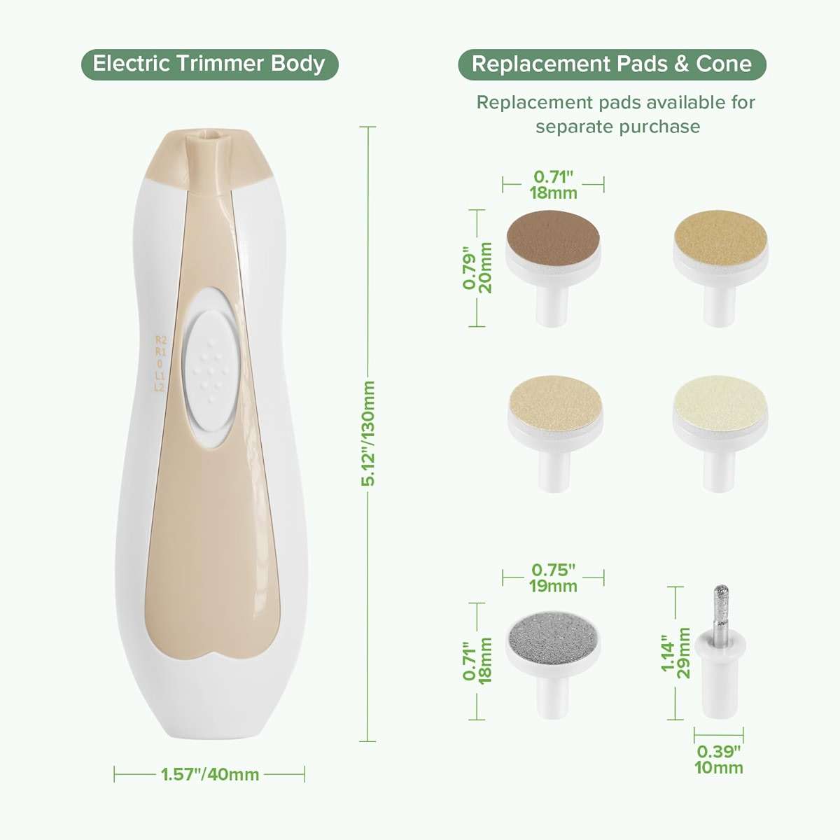 haakaa Electric Baby Nail Trimmer for Newborns, Infants & Toddlers – Safe & Gentle Nail Care, Whisper-Quiet with LED Light, Baby Nail Care Kit, Includes 6 Replacement Heads & Storage Case, Acorn - Image 2