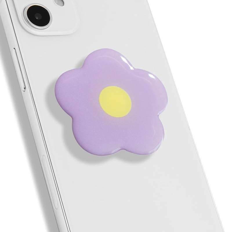 OnTheGrip Cute Solid Color Daisy Flower Design Collapsible Mobile Phone Grip Stand Holder for Smartphone Tablet Cell Phone Accessory (Violet) - Image 1