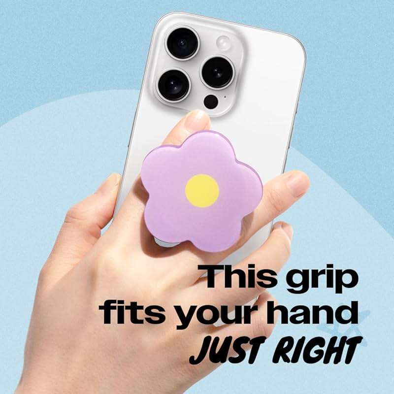 OnTheGrip Cute Solid Color Daisy Flower Design Collapsible Mobile Phone Grip Stand Holder for Smartphone Tablet Cell Phone Accessory (Violet) - Image 2