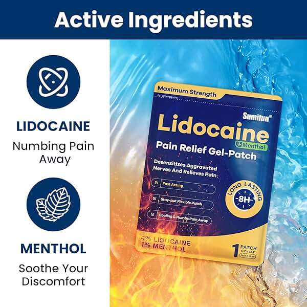 Sumifun 4% Lidocaine Patches Plus 1% Menthol - 15 Counts Maximum Strength OTC Pain Relief Patches for Back Ache Stiff Neck Joint Pain Muscle Soreness Topical Analgesic - Image 4