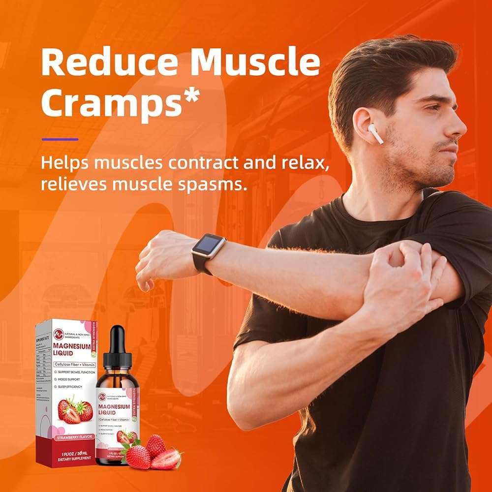 M inch Magnesium Glycinate Liquid, High Absorption Magnesium Liquid Drops with Chamomile, Hawthorn, Ginger Extract & Vitamin B6, B9, B12, C, D3, Magnesium Supplement, Strawberry Flavor, 2 Pack - Image 2