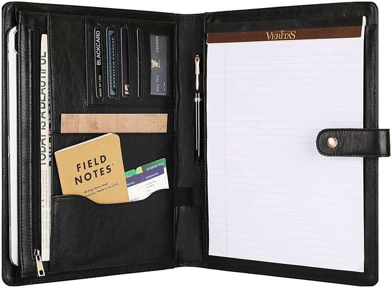 Personalized Leather Padfolio for Men - Business Portfolio with Clipboard, Engraved Legal Pad Folio Folder, A4 Letter Size Ideal Business and Corporate Gifts, Oil Black - Custom - Image 1