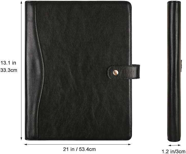 Personalized Leather Padfolio for Men - Business Portfolio with Clipboard, Engraved Legal Pad Folio Folder, A4 Letter Size Ideal Business and Corporate Gifts, Oil Black - Custom - Image 3