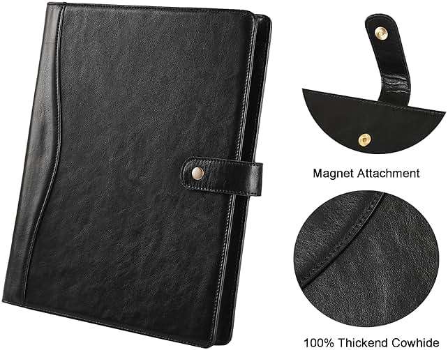 Personalized Leather Padfolio for Men - Business Portfolio with Clipboard, Engraved Legal Pad Folio Folder, A4 Letter Size Ideal Business and Corporate Gifts, Oil Black - Custom - Image 4