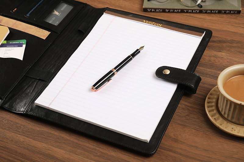 Personalized Leather Padfolio for Men - Business Portfolio with Clipboard, Engraved Legal Pad Folio Folder, A4 Letter Size Ideal Business and Corporate Gifts, Oil Black - Custom - Image 7