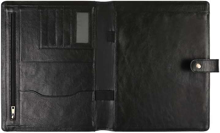 Personalized Leather Padfolio for Men - Business Portfolio with Clipboard, Engraved Legal Pad Folio Folder, A4 Letter Size Ideal Business and Corporate Gifts, Oil Black - Custom - Image 9