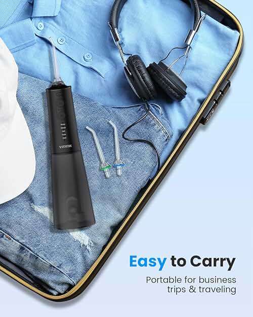VIMMK Water Flosser, Cordless Water Dental Flosser, 9 Jet Tips 5 Modes 300ML IPX7 Waterproof, Portable Rechargeable Oral Irrigator for Home Travel - Gums, Orthodontic, Braces Care (Black) - Image 7