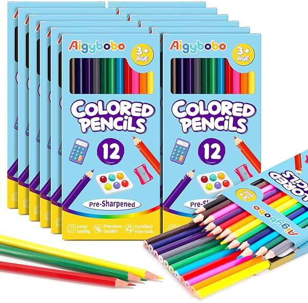 144 Count Colored Pencils for Kids, 12 Pack Colored Pencils Bulk in 12 Vibrant Colors, Pre-sharpened Color Pencil, Bulk School Supplies for Teachers, Classroom Prizes, Art Supplies for Adults - Image 1